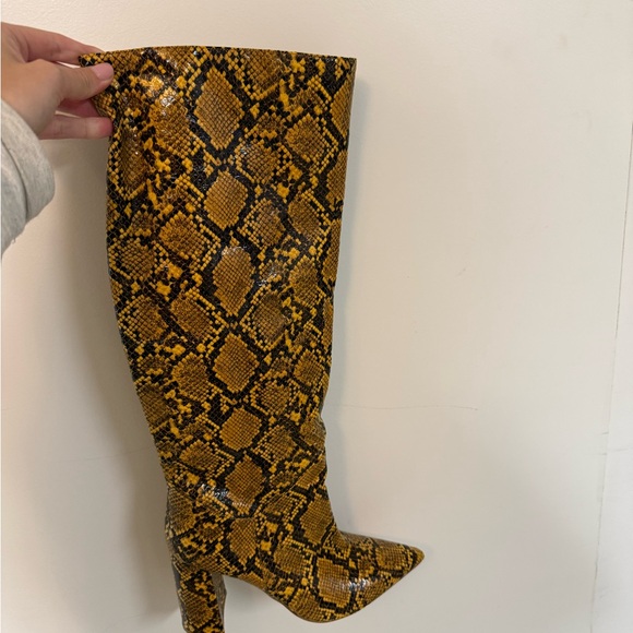Jeffrey Campbell Yellow and Black Over the Knee Boots - Picture 1 of 7